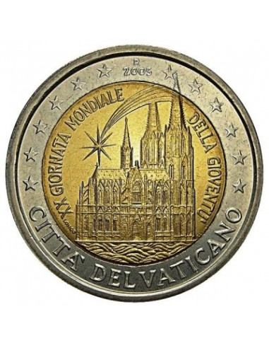 Awers monety 2 euro 2005 XX Światowe Dni Młodzieży w Kolonii