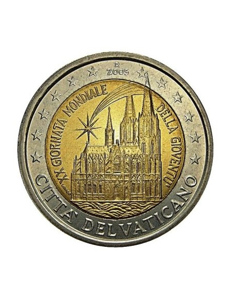 Awers monety Watykan 2 euro 2005 XX Światowe Dni Młodzieży w Kolonii