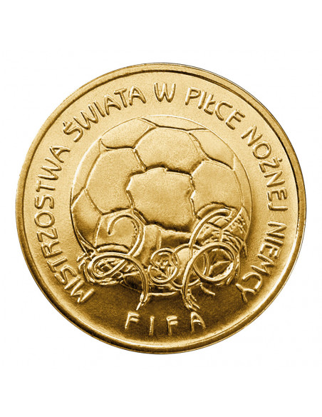 Awers monety 2 zł 2006 Mistrzostwa Świata w Piłce Nożnej: Niemcy 2006