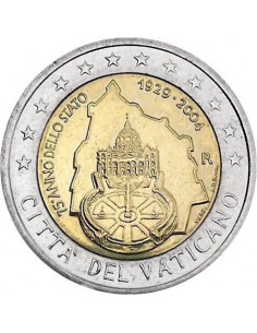 Awers monety Watykan 2 euro 2004 75lecie istnienia Państwa Watykańskiego