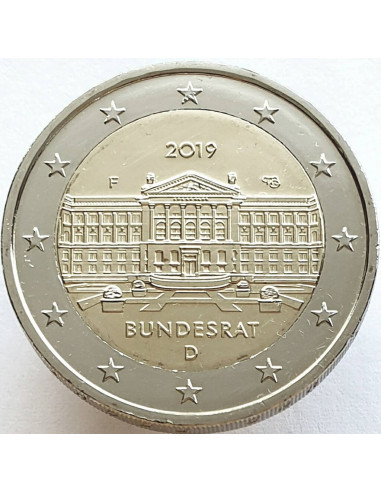 Awers monety 2 euro 2019 70 rocznica ustanowienia Bundesratu