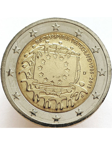 Awers monety 2 euro 2015 30lecie istnienia flagi europejskiej Niemcy