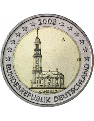 Awers monety 2 euro 2008 Hamburg