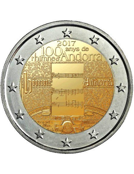 Awers monety Andora 2 euro 2017 Stulecie hymnu Andory