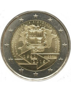 Awers monety Andora 2 euro 2015 25 rocznica podpisania umowy o unii celnej z Unią Europejską