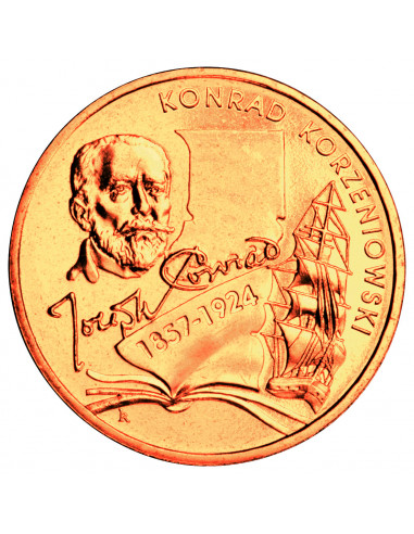 Awers monety 2 zł 2007 Konrad Korzeniowski/Joseph Conrad 18571924