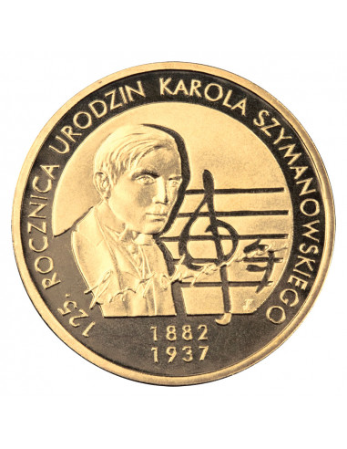 Awers monety 2 zł 2007 125. rocznica urodzin Karola Szymanowskiego 18821937