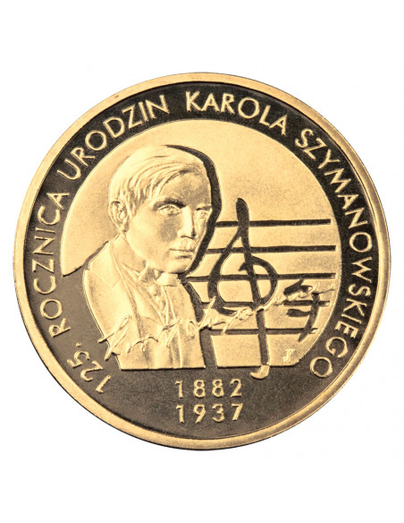 Awers monety 2 zł 2007 125. rocznica urodzin Karola Szymanowskiego 18821937