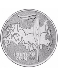 Awers monety Rosja 25 Rubli 2014 Znicz olimpijski w Soczi 2014