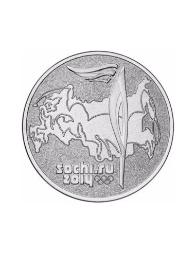 Awers monety 25 Rubli 2014 Znicz olimpijski w Soczi 2014