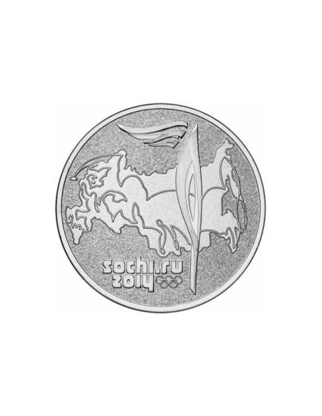 Awers monety Rosja 25 Rubli 2014 Znicz olimpijski w Soczi 2014