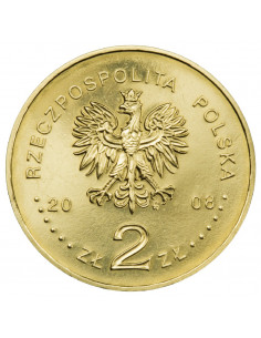 Awers monety 2 zł 2008 400. rocznica polskiego osadnictwa w Ameryce Północnej 2