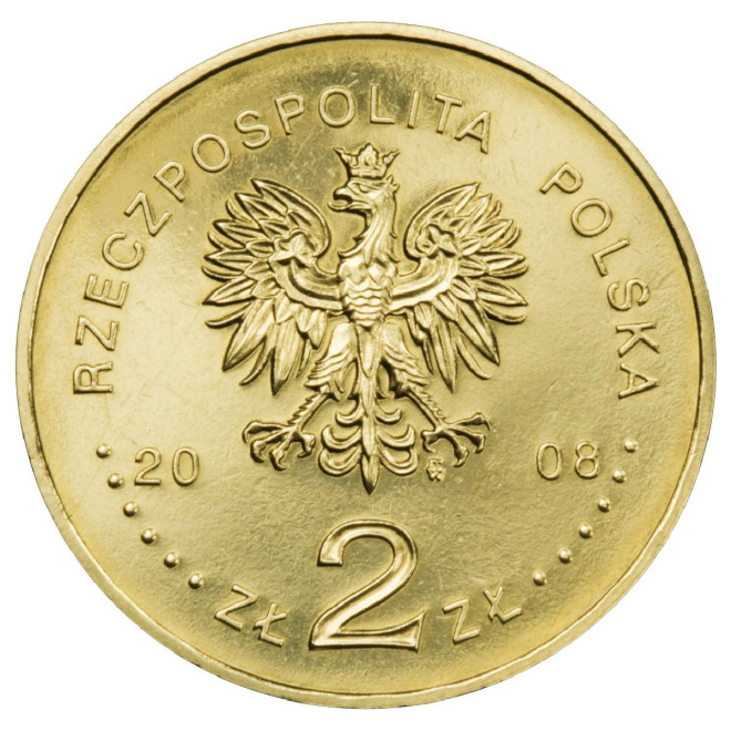 Rewers monety 2 zł 2008 400. rocznica polskiego osadnictwa w Ameryce Północnej