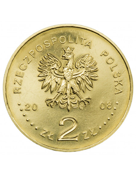 Rewers monety 2 zł 2008 400. rocznica polskiego osadnictwa w Ameryce Północnej