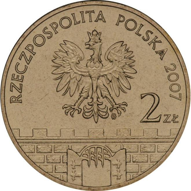 Rewers monety 2 zł 2007 Kwidzyn – woj. pomorskie