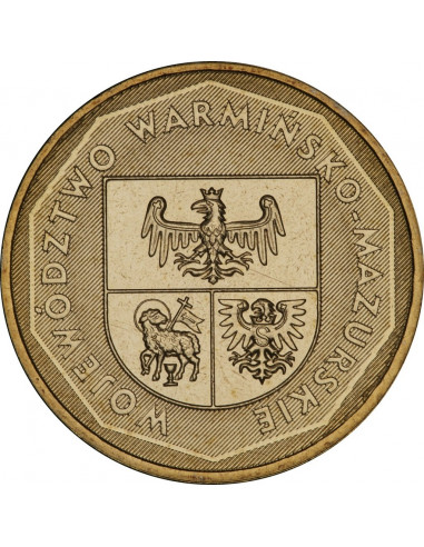 Awers monety 2 zł 2005 Herby Województw: warmińskomazurskie