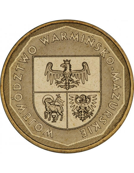 Awers monety 2 zł 2005 Herby Województw: warmińskomazurskie