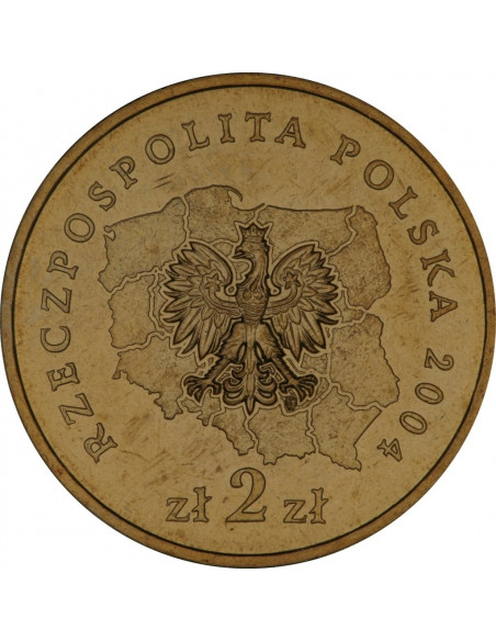 Rewers monety 2 zł 2004 Herby Województw: małopolskie