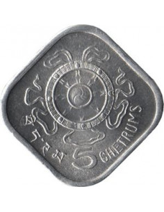Awers monety Bhutan 5 Chertum 1975 2