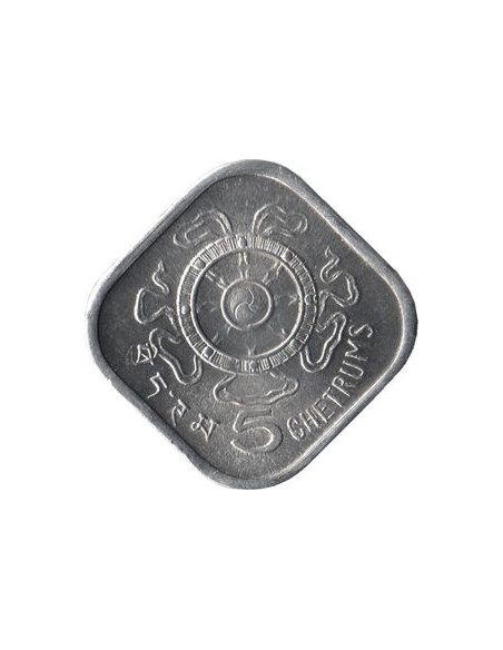 Rewers monety Bhutan 5 Chertum 1975