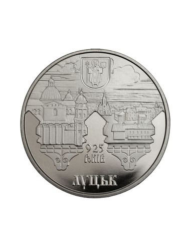Awers monety 5 Hrywien 2010 925lecie miasta Łuck