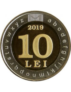 Awers monety Mołdawia 10 Lejów 2019 30 lat od uchwalenia ustaw o języku państwowym i grafii łacińskiej 2