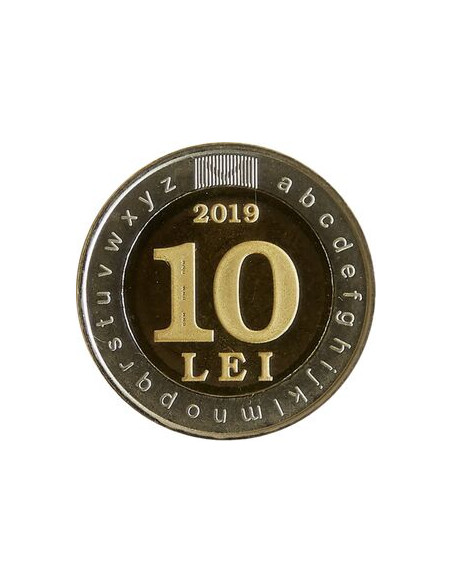 Rewers monety Mołdawia 10 Lejów 2019 30 lat od uchwalenia ustaw o języku państwowym i grafii łacińskiej