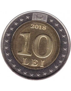Awers monety Mołdawia 10 Lejów 2018 25lecie waluty krajowe