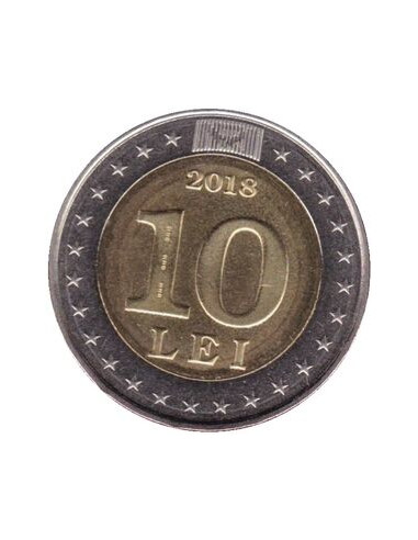 Awers monety 10 Lejów 2018 25lecie waluty krajowe