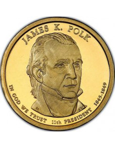 Awers monety USA 1 Dolar 2009 11 Prezydent USA James K. Polk 18451849
