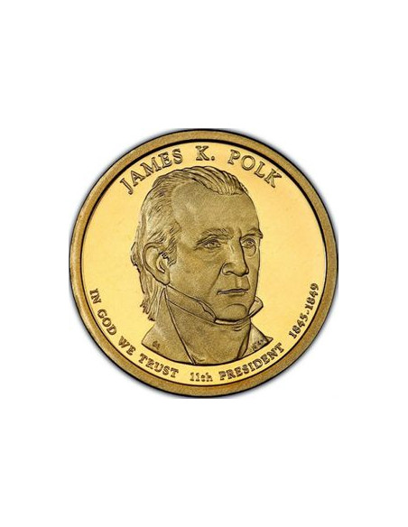 Awers monety USA 1 Dolar 2009 11 Prezydent USA James K. Polk 18451849