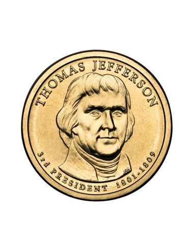 Awers monety 1 Dolar 2007 3 prezydent Thomas Jefferson 18011809