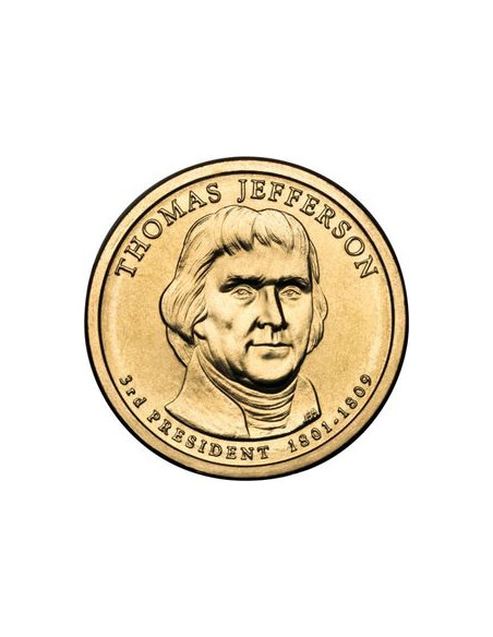 Awers monety USA 1 Dolar 2007 3 prezydent Thomas Jefferson 18011809