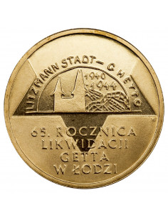 Awers monety 2 zł 2009 65. rocznica likwidacji getta w Łodzi