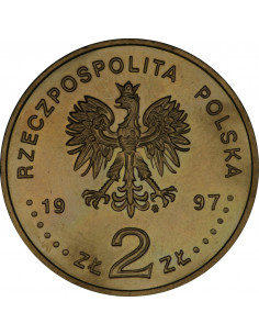 Awers monety 2 zł 1997 200lecie urodzin Pawła Edmunda Strzeleckiego 1797 1873 2