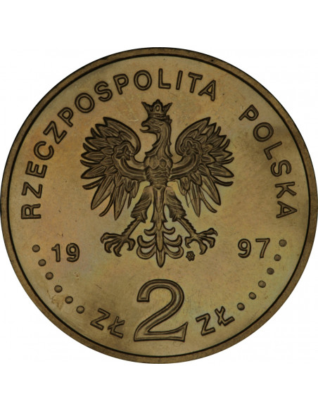 Rewers monety 2 zł 1997 200lecie urodzin Pawła Edmunda Strzeleckiego 1797 1873