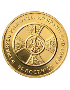 Awers monety 2 zł 2009 95. rocznica wymarszu Pierwszej Kompanii Kadrowej