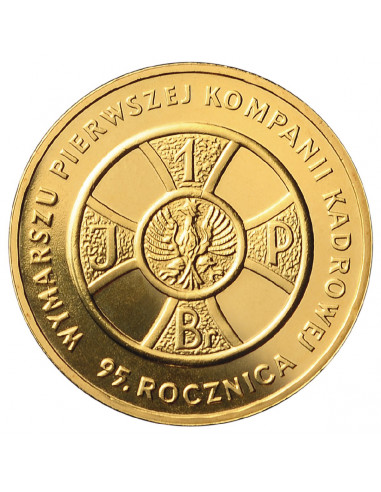 Awers monety 2 zł 2009 95. rocznica wymarszu Pierwszej Kompanii Kadrowej