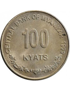 Awers monety Birma 100 Kiat 1999 2