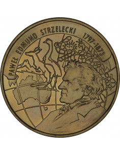 Awers monety 2 zł 1997 200lecie urodzin Pawła Edmunda Strzeleckiego 1797 1873