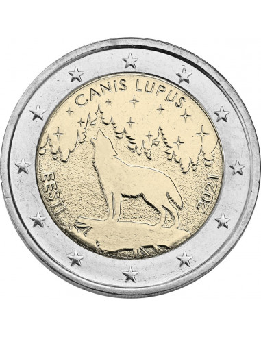 Awers monety 2 euro 2021 Wilk