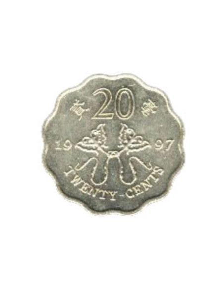 Rewers monety Hongkong 20 Centów 1997