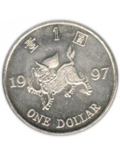 Awers monety Hongkong 1 Dolar 1997 Juan Retrocesja na rzecz Chin 2