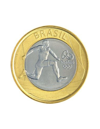 Awers monety 1Real 2014 XXXI Letnie Igrzyska Olimpijskie 2016  lekka atletyka