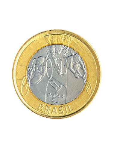 Awers monety 1Real 2014 XXXI Letnie Igrzyska Olimpijskie 2016  paratriatlon