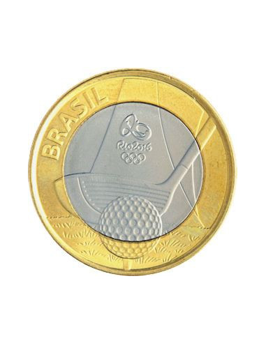 Awers monety 1Real 2014 XXXI Letnie Igrzyska Olimpijskie 2016  golf