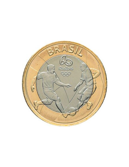 Awers monety Brazylia 1 Real 2015 XV Letnie Igrzyska Paraolimpijskie Rio de Janeiro 2016 piłka nożna
