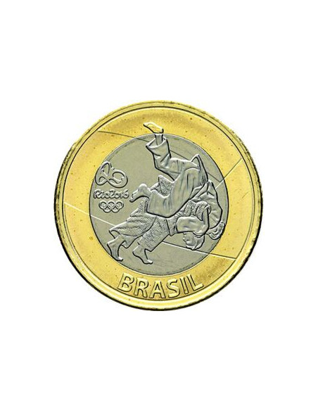 Awers monety Brazylia 1 Real 2015 Igrzyska XXXI Olimpiady Rio de Janeiro 2016 dżudo