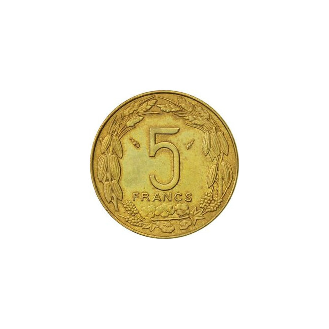 Rewers monety BEAC 5 Franków CFA 1992