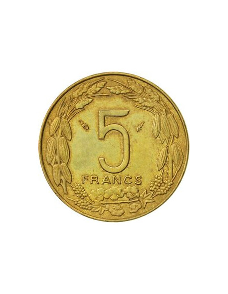 Rewers monety BEAC 5 Franków CFA 1992